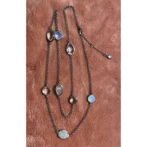 MULTI-SHAPE & MULTI-COLOR Adjustable Necklace Rose quartz Crystal Moonston